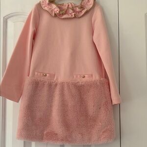 Janie and Jack Pink Ruffled Cowl Neck Sweater Dress